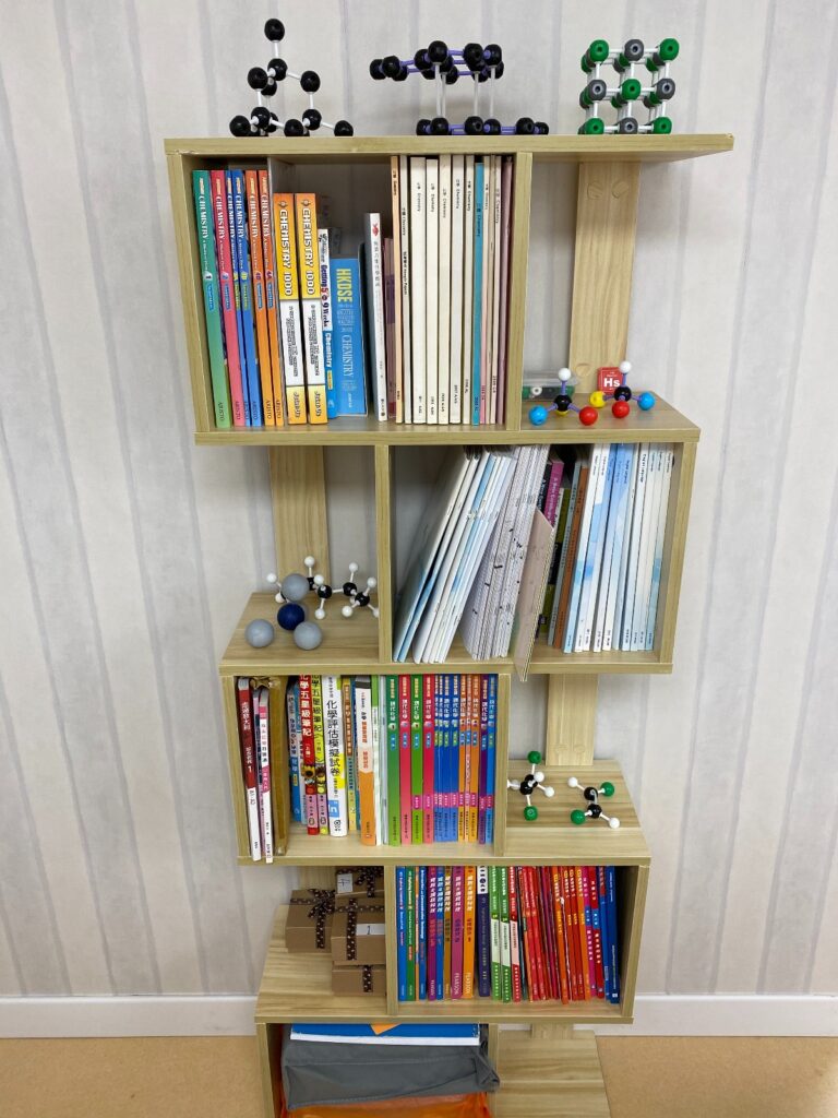 book shelf with reference book and text books